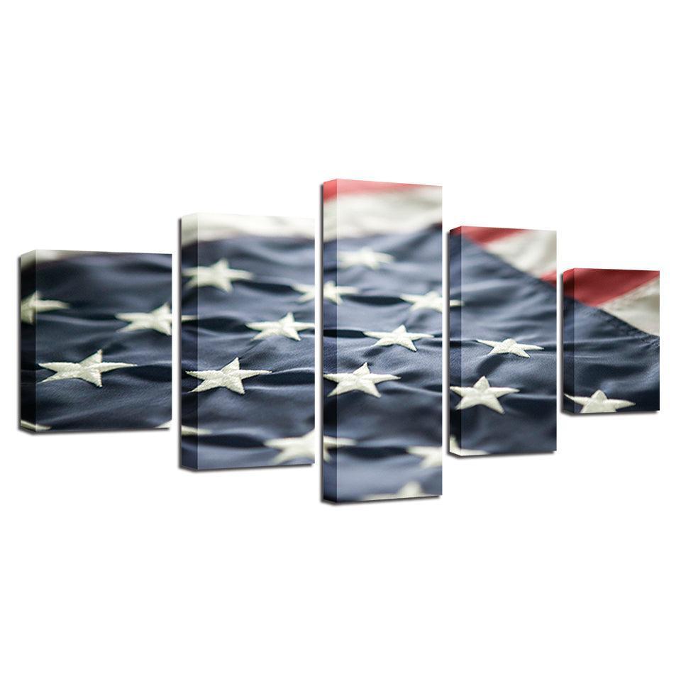 American Flag 5 Piece Classical HD Multi Panel Canvas Wall Art Frame-Original Frame