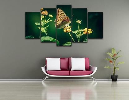 Beautiful Butterfly 5 Piece HD Multi Panel Canvas Wall Art Frame-Original Frame