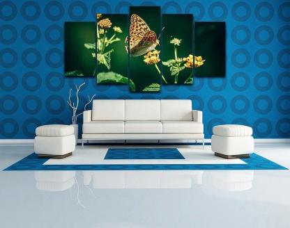 Beautiful Butterfly 5 Piece HD Multi Panel Canvas Wall Art Frame-Original Frame