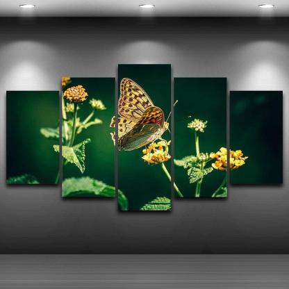 Beautiful Butterfly 5 Piece HD Multi Panel Canvas Wall Art Frame-Original Frame