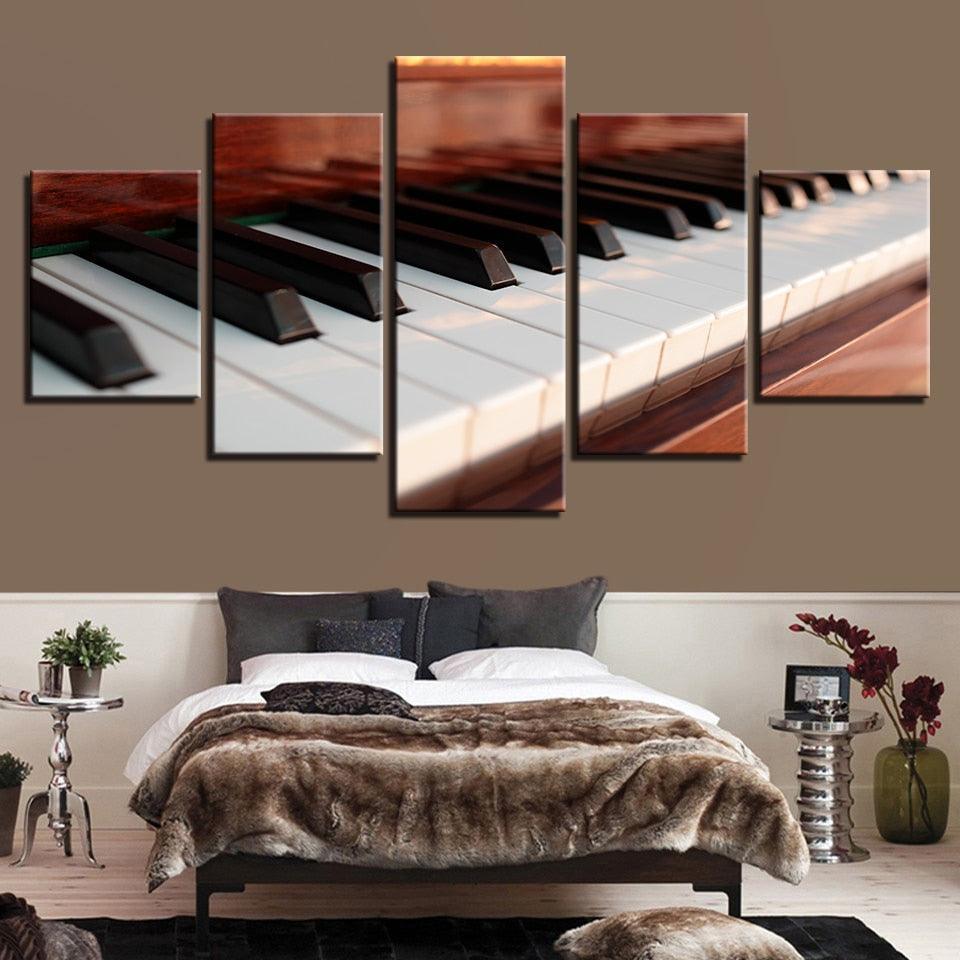 Piano Keys 5 Piece HD Multi Panel Canvas Wall Art Frame-Original Frame