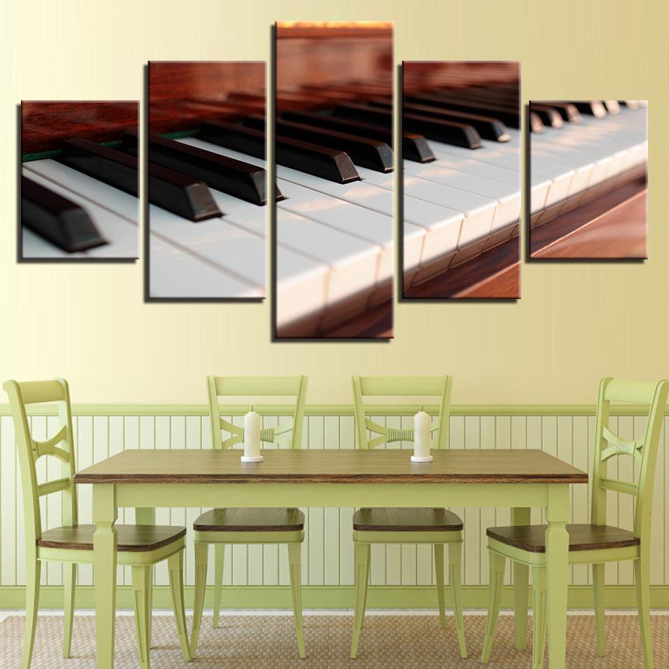 Piano Keys 5 Piece HD Multi Panel Canvas Wall Art Frame-Original Frame