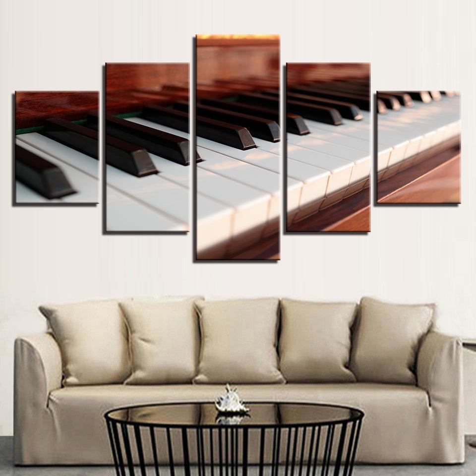 Piano Keys 5 Piece HD Multi Panel Canvas Wall Art Frame-Original Frame