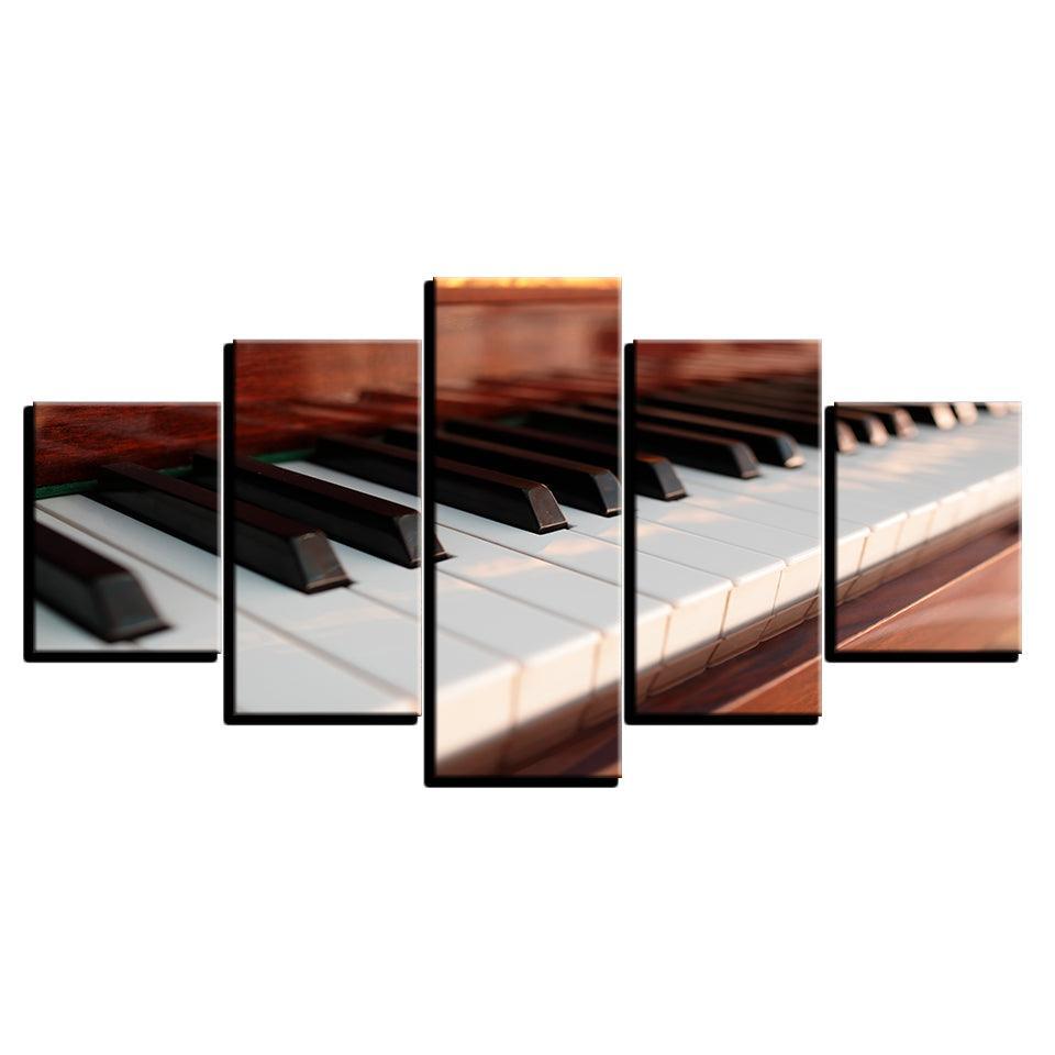 Piano Keys 5 Piece HD Multi Panel Canvas Wall Art Frame-Original Frame
