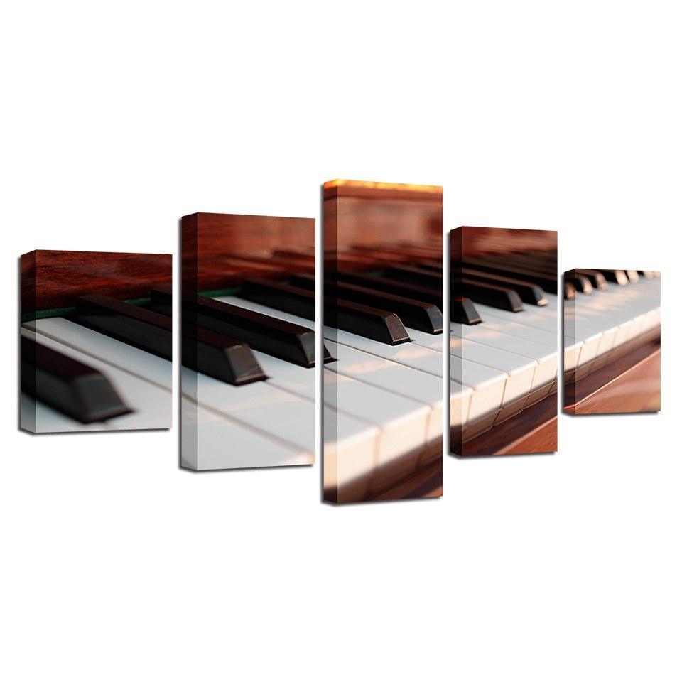Piano Keys 5 Piece HD Multi Panel Canvas Wall Art Frame-Original Frame