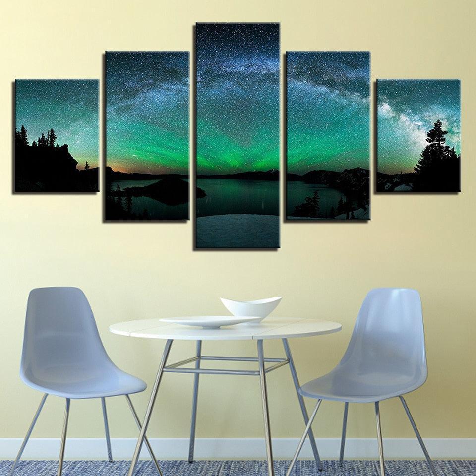 Starburst Over Aurora 5 Piece HD Multi Panel Canvas Wall Art Frame-Original Frame