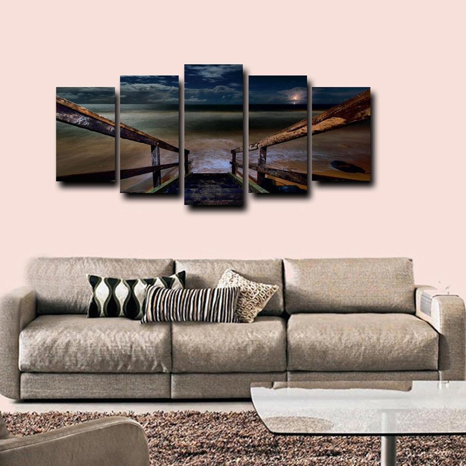 The Seabridge 5 Piece HD Multi Panel Canvas Wall Art Frame-Original Frame