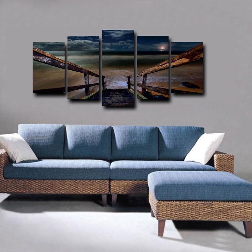 The Seabridge 5 Piece HD Multi Panel Canvas Wall Art Frame-Original Frame