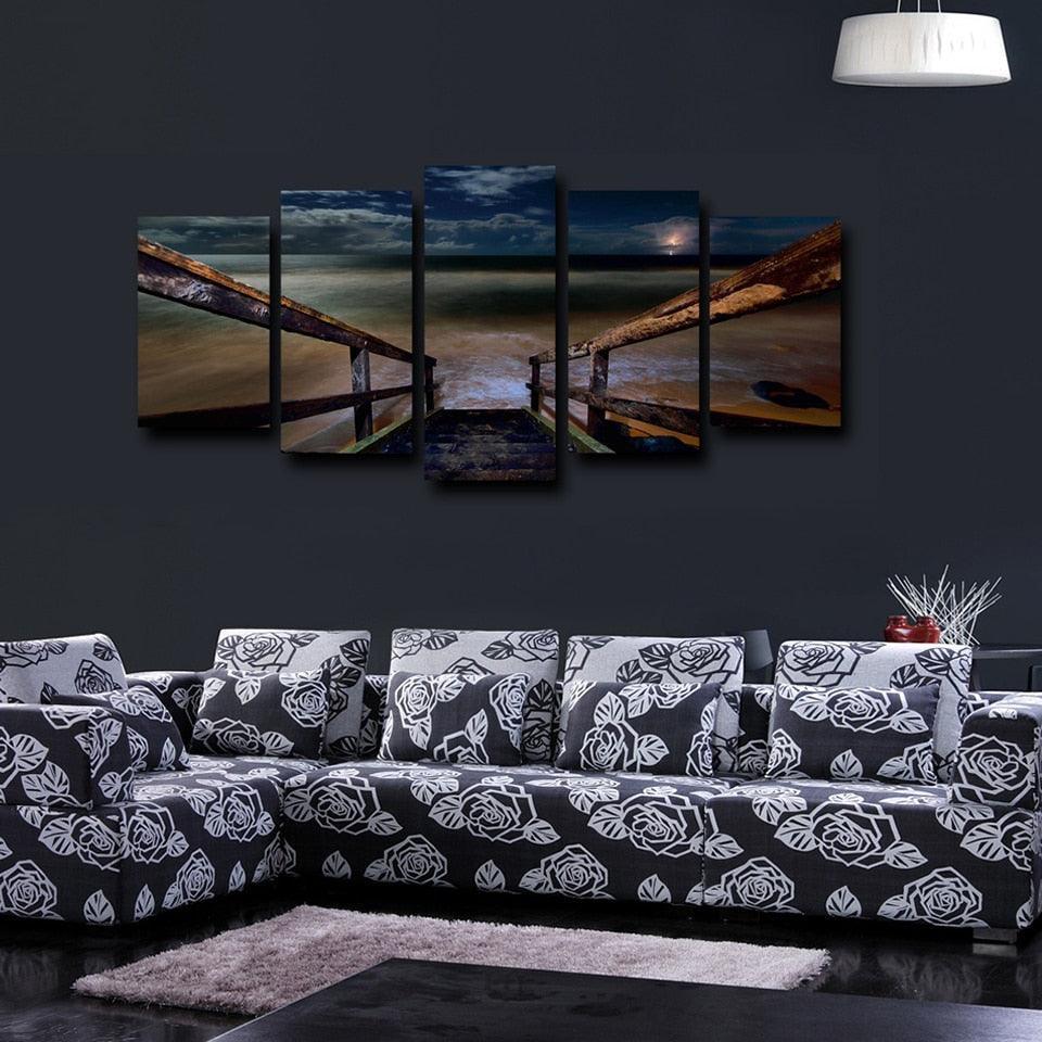 The Seabridge 5 Piece HD Multi Panel Canvas Wall Art Frame-Original Frame