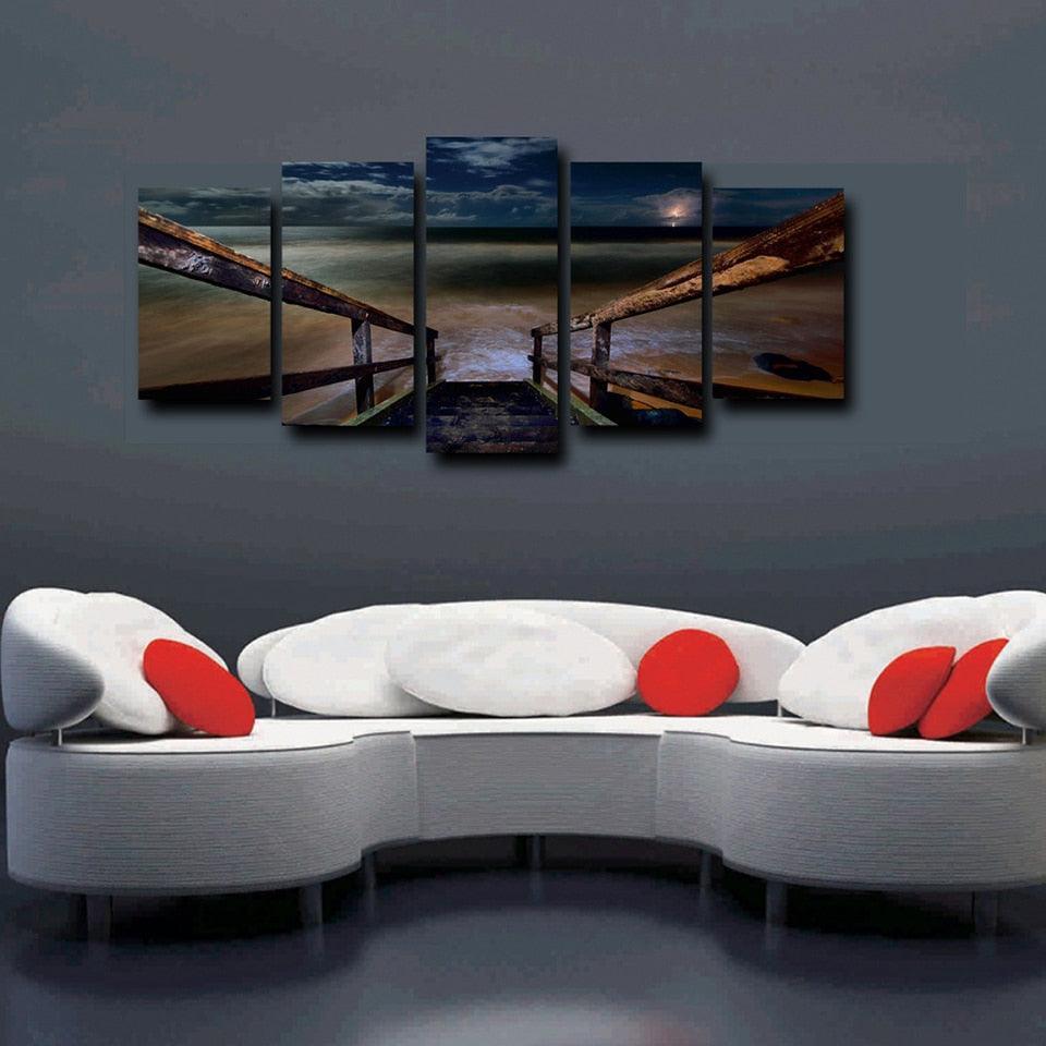 The Seabridge 5 Piece HD Multi Panel Canvas Wall Art Frame-Original Frame
