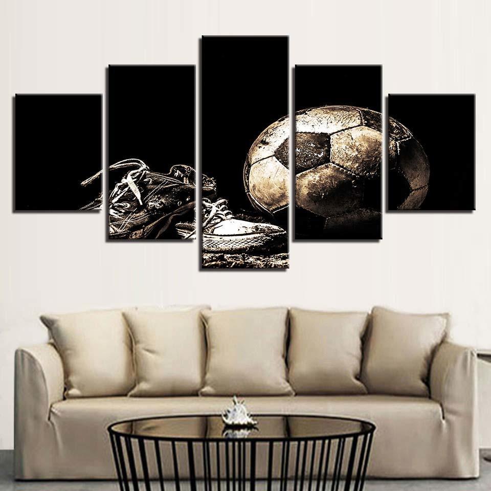Dirty Football 5 Piece HD Multi Panel Canvas Wall Art Frame-Original Frame