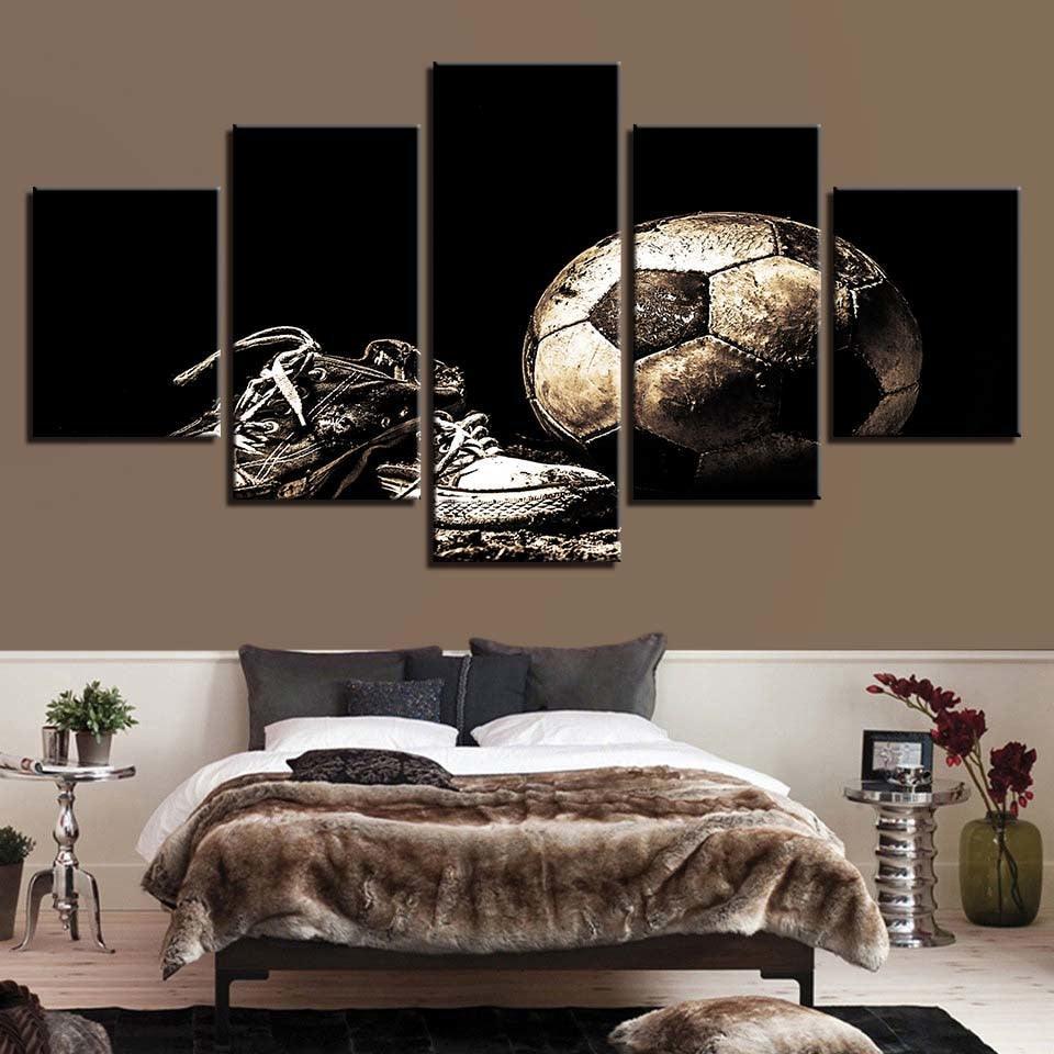Dirty Football 5 Piece HD Multi Panel Canvas Wall Art Frame-Original Frame