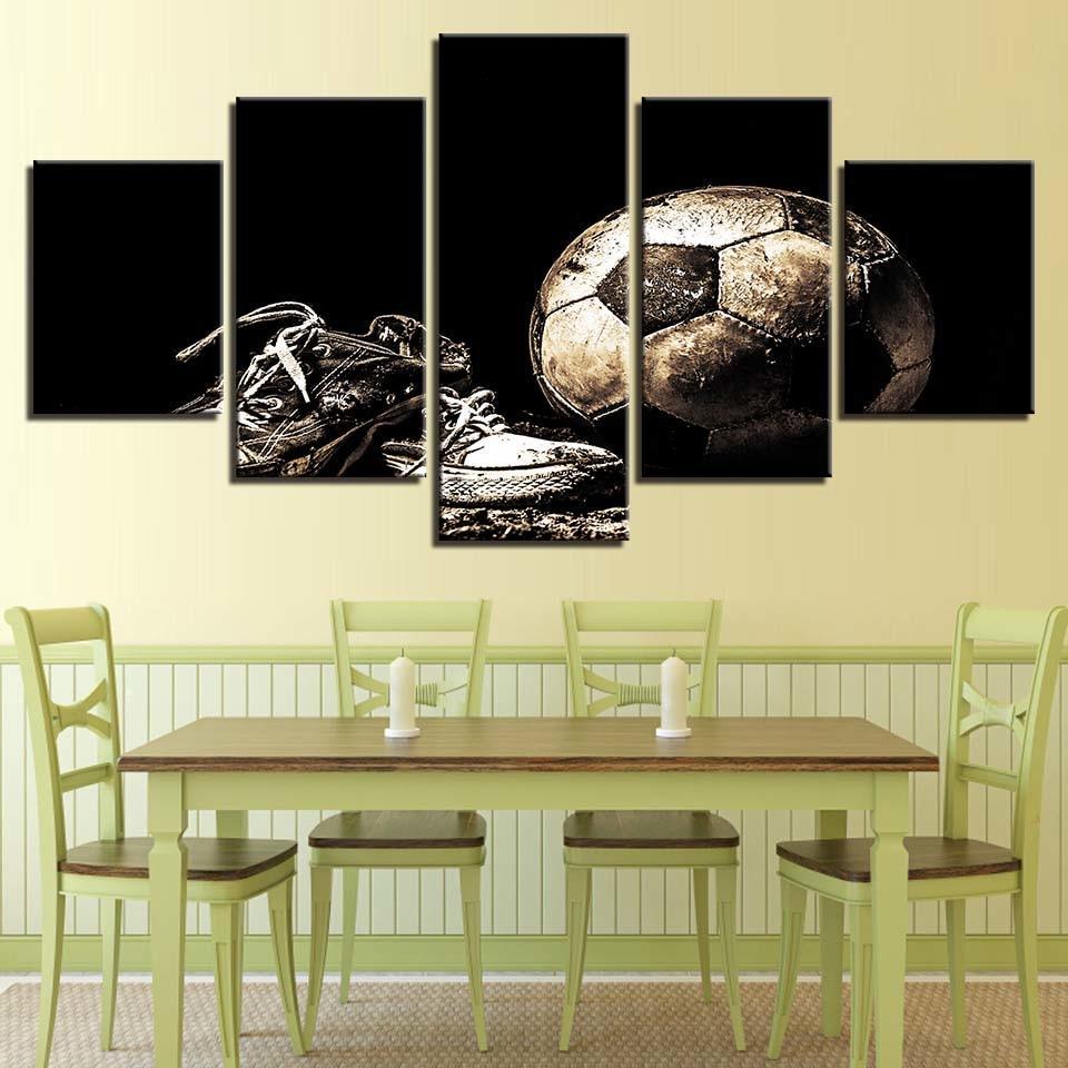 Dirty Football 5 Piece HD Multi Panel Canvas Wall Art Frame-Original Frame
