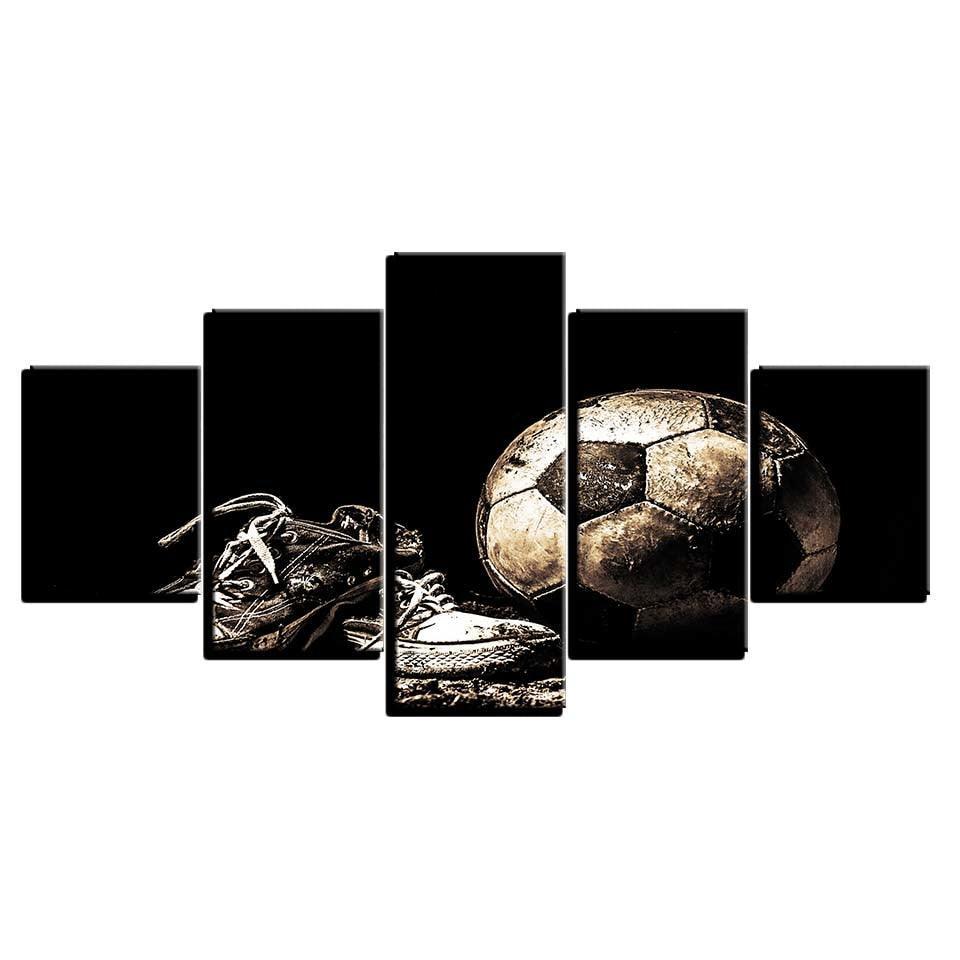 Dirty Football 5 Piece HD Multi Panel Canvas Wall Art Frame-Original Frame