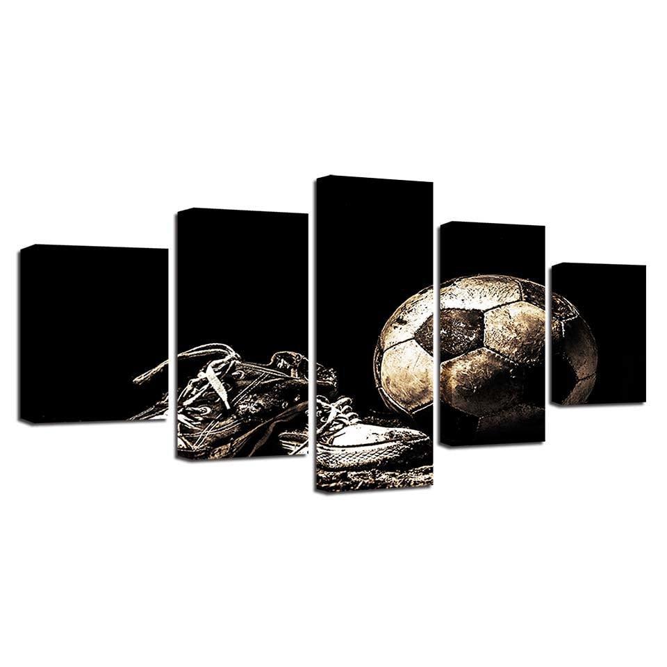 Dirty Football 5 Piece HD Multi Panel Canvas Wall Art Frame-Original Frame