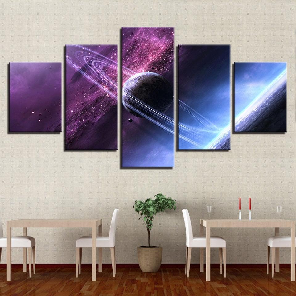 Space Universe 5 Piece HD Multi Panel Canvas Wall Art Frame-Original Frame