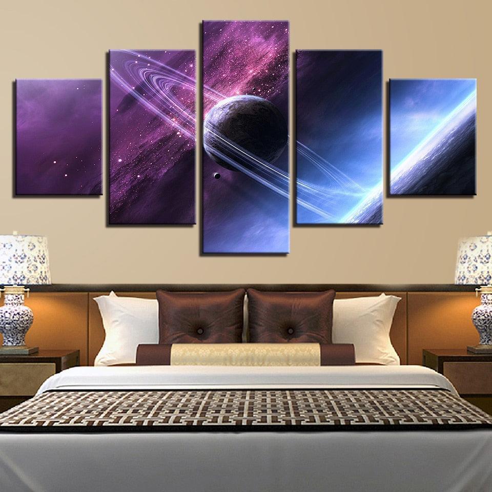 Space Universe 5 Piece HD Multi Panel Canvas Wall Art Frame-Original Frame