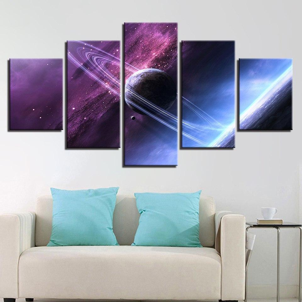 Space Universe 5 Piece HD Multi Panel Canvas Wall Art Frame-Original Frame