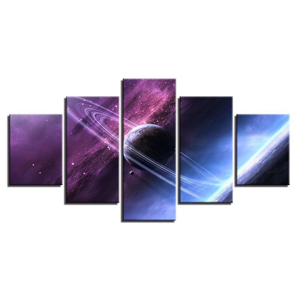 Space Universe 5 Piece HD Multi Panel Canvas Wall Art Frame-Original Frame