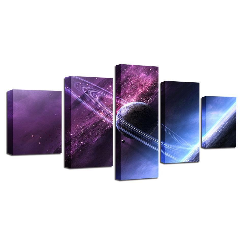 Space Universe 5 Piece HD Multi Panel Canvas Wall Art Frame-Original Frame