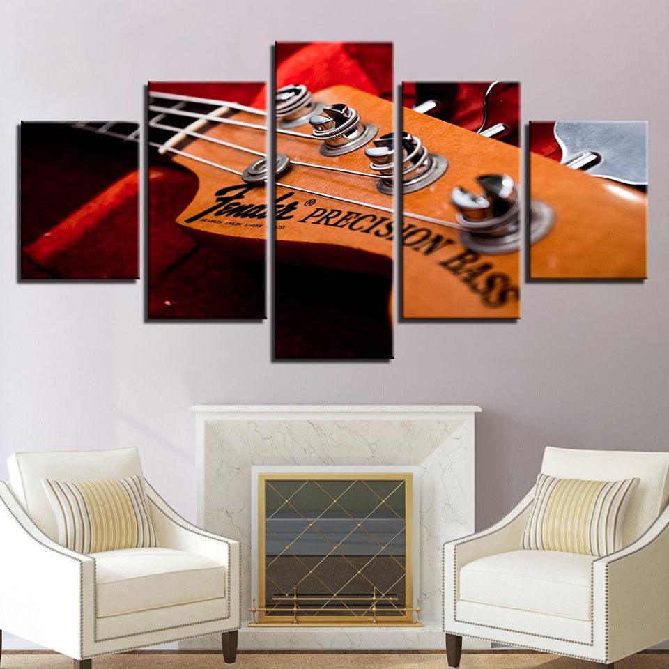 Bass Guitar Neck 5 Piece HD Multi Panel Canvas Wall Art Frame-Original Frame