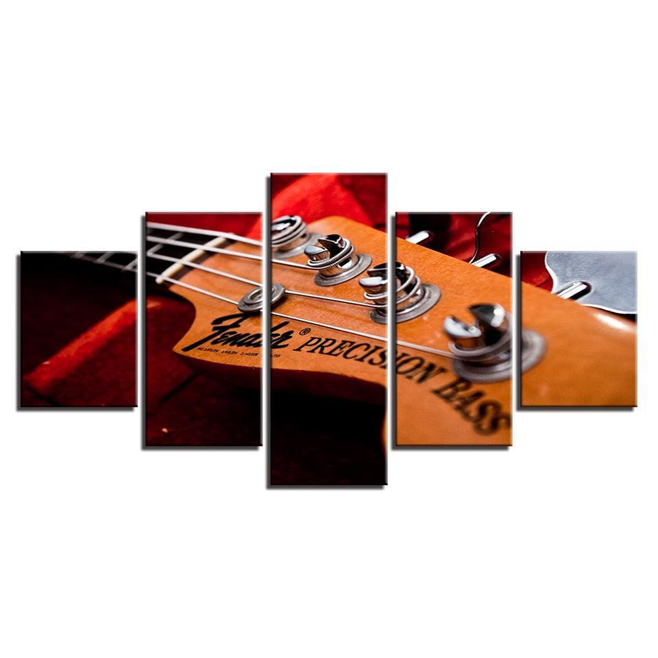 Bass Guitar Neck 5 Piece HD Multi Panel Canvas Wall Art Frame-Original Frame