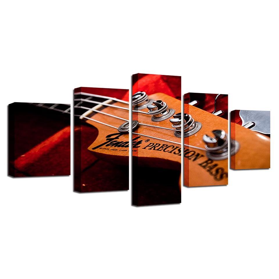 Bass Guitar Neck 5 Piece HD Multi Panel Canvas Wall Art Frame-Original Frame