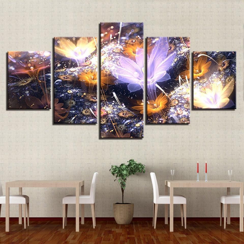 Beautiful Flowers 5 Piece HD Multi Panel Canvas Wall Art Frame-Original Frame