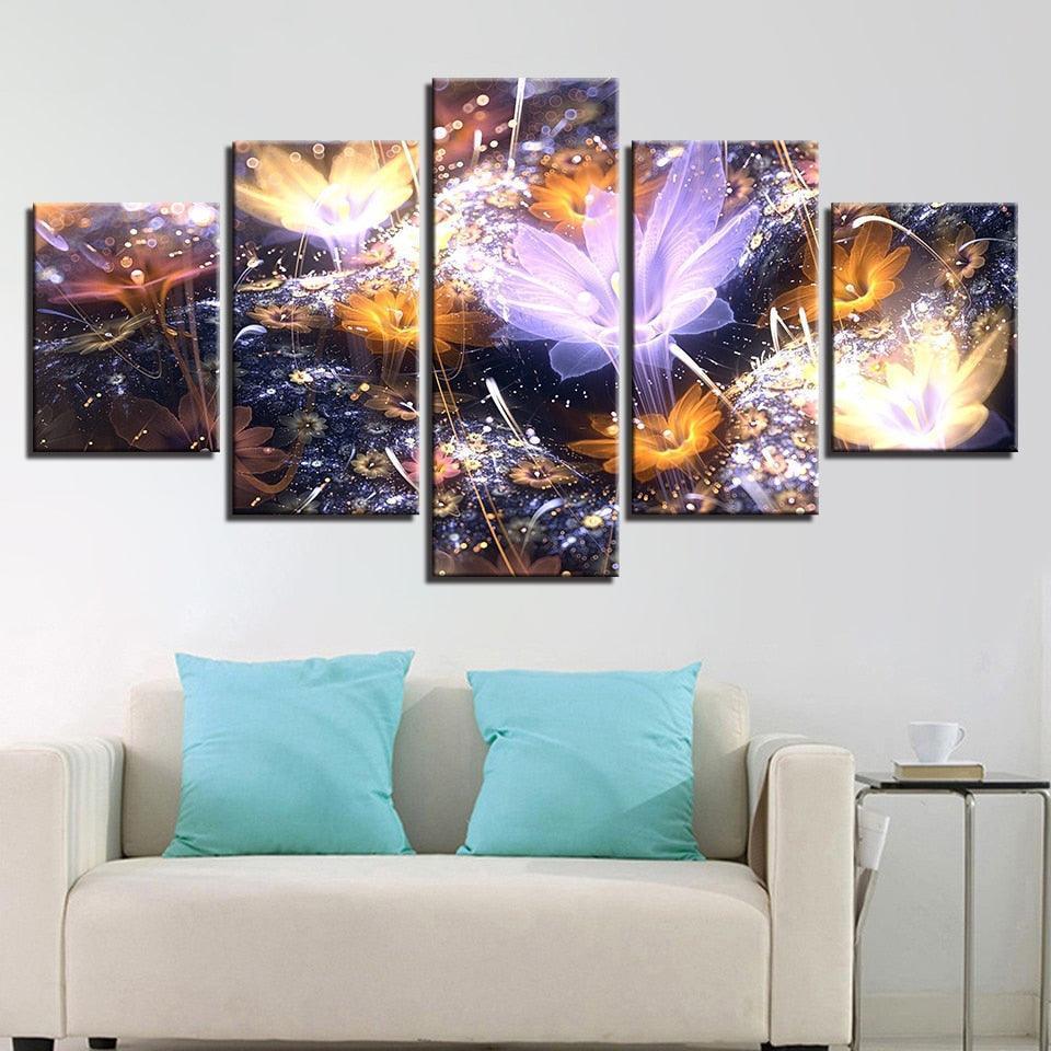 Beautiful Flowers 5 Piece HD Multi Panel Canvas Wall Art Frame-Original Frame