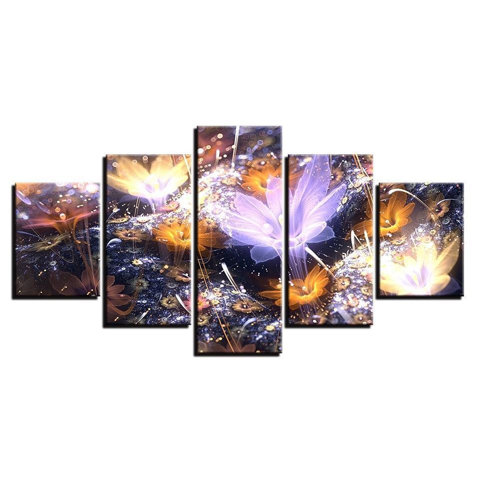Beautiful Flowers 5 Piece HD Multi Panel Canvas Wall Art Frame-Original Frame