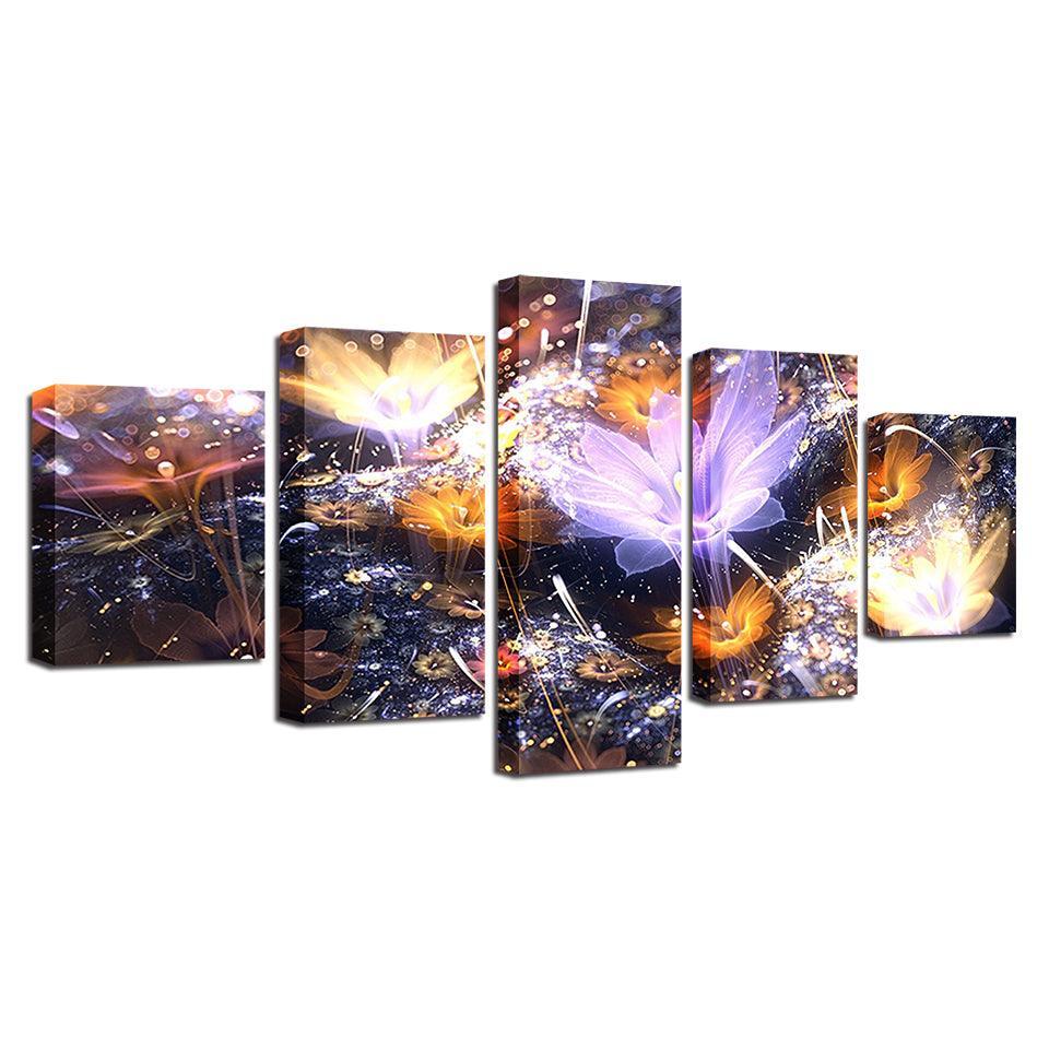 Beautiful Flowers 5 Piece HD Multi Panel Canvas Wall Art Frame-Original Frame
