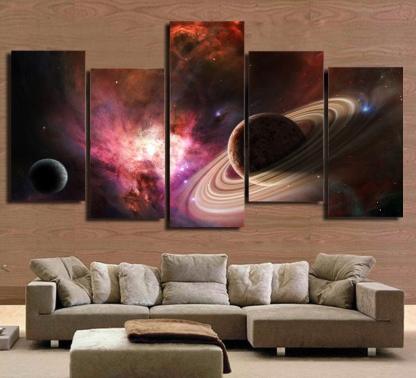 Solar System Mysteries 5 Piece HD Multi Panel Canvas Wall Art Frame-Original Frame