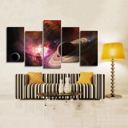 Solar System Mysteries 5 Piece HD Multi Panel Canvas Wall Art Frame-Original Frame