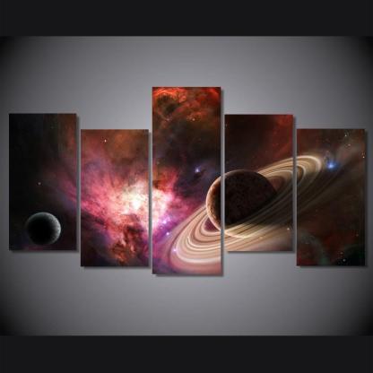 Solar System Mysteries 5 Piece HD Multi Panel Canvas Wall Art Frame-Original Frame