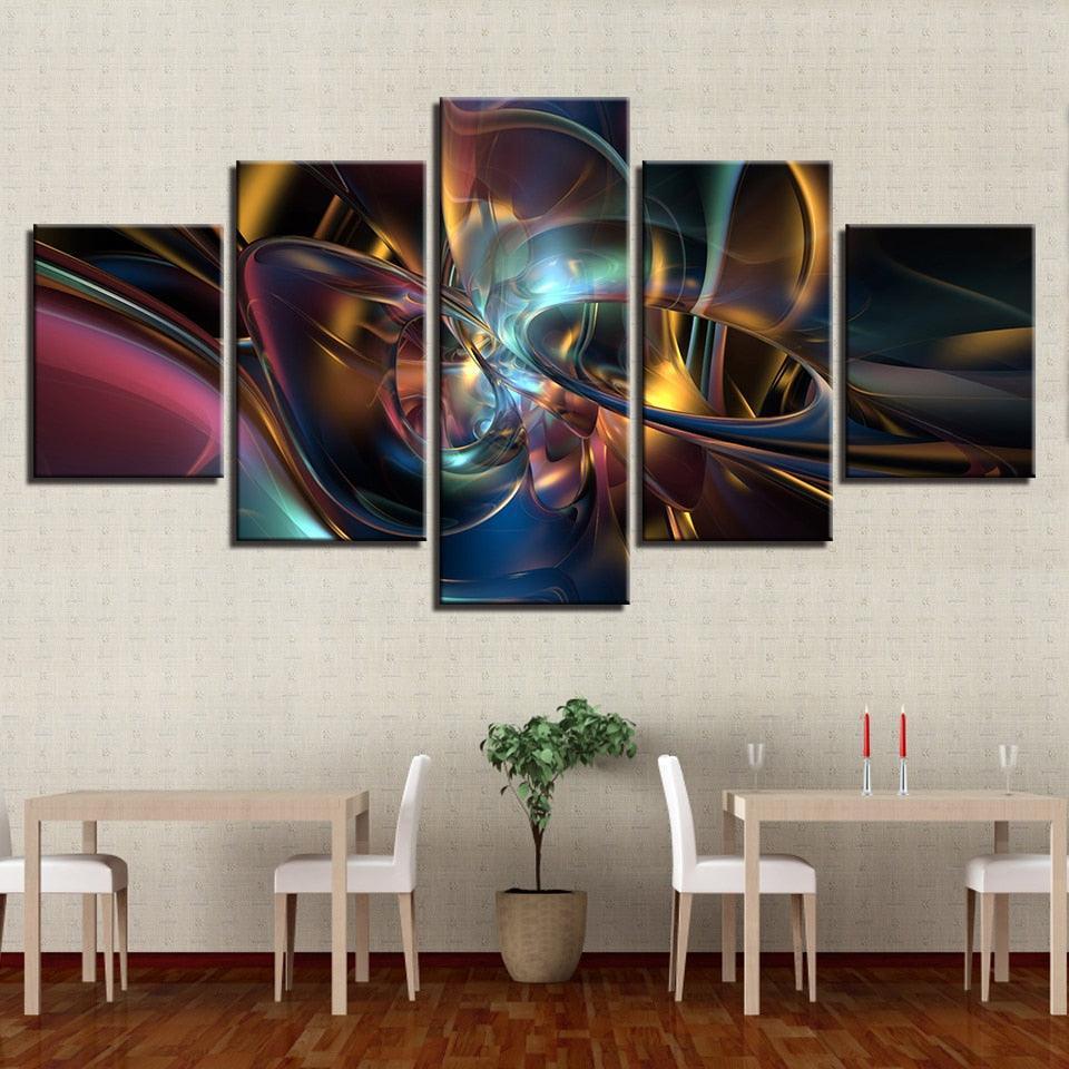 Abstract Metallic Whorls Wall Canvas-Original Frame