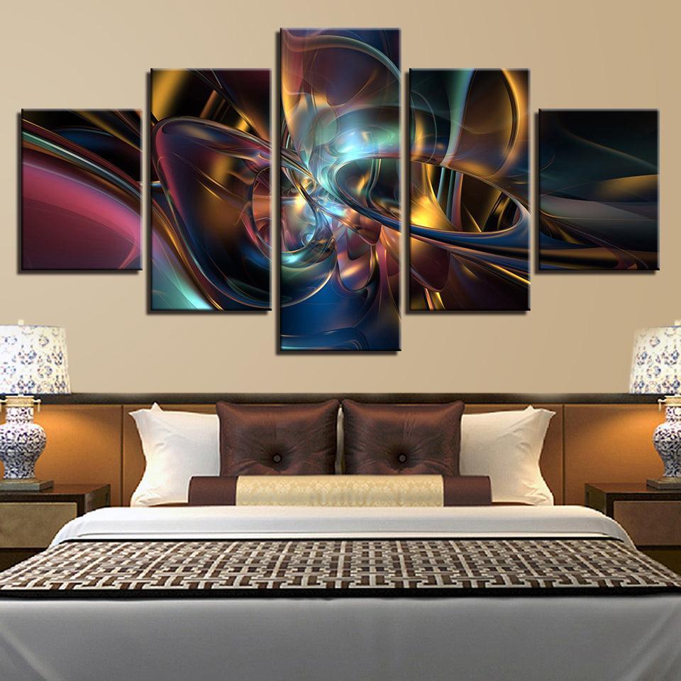 Abstract Metallic Whorls Wall Canvas-Original Frame