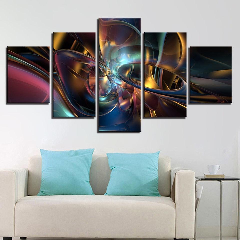 Abstract Metallic Whorls Wall Canvas-Original Frame