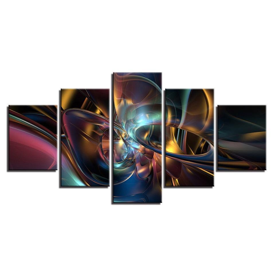 Abstract Metallic Whorls Wall Canvas-Original Frame