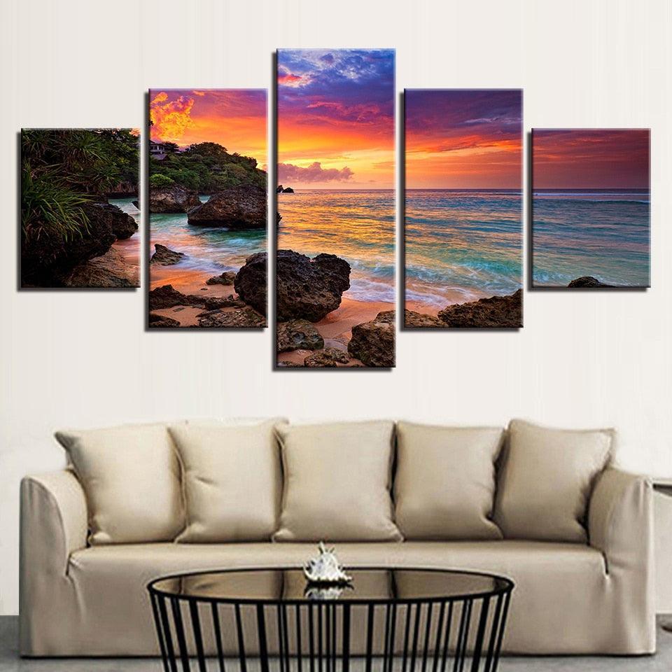 Rocky Sunset Radiance 5 Piece Canvas Art Art Frame-Original Frame