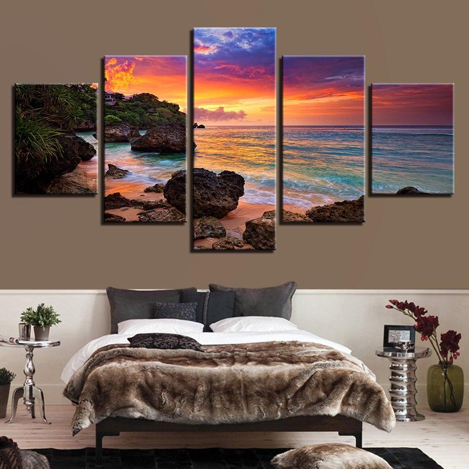 Rocky Sunset Radiance 5 Piece Canvas Art Art Frame-Original Frame