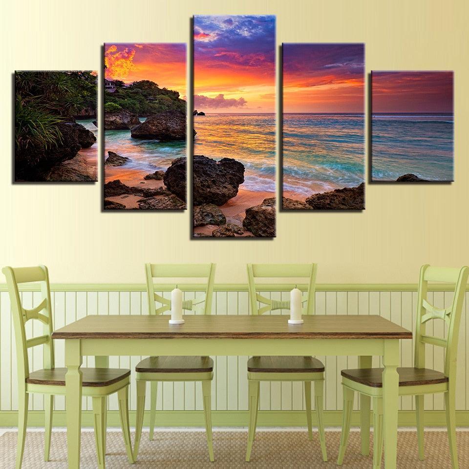 Rocky Sunset Radiance 5 Piece Canvas Art Art Frame-Original Frame