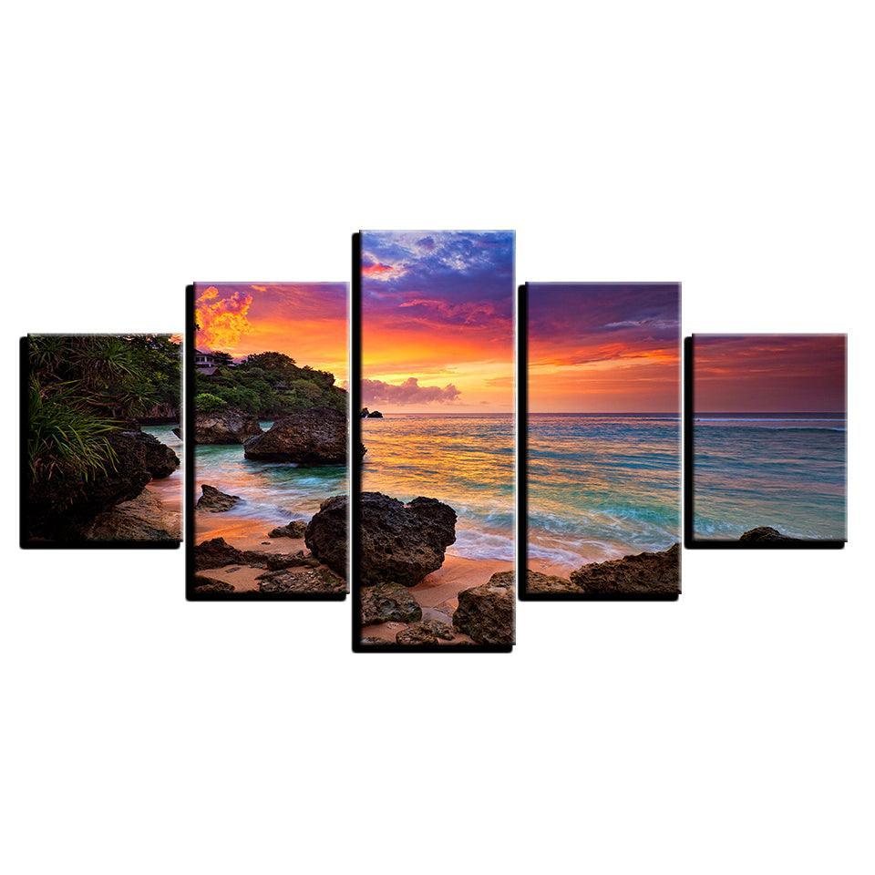 Rocky Sunset Radiance 5 Piece Canvas Art Art Frame-Original Frame