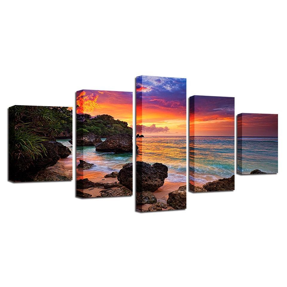 Rocky Sunset Radiance 5 Piece Canvas Art Art Frame-Original Frame