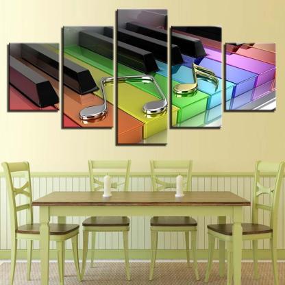 Colorful Piano Keys 5 Piece HD Multi Panel Canvas Wall Art Frame-Original Frame