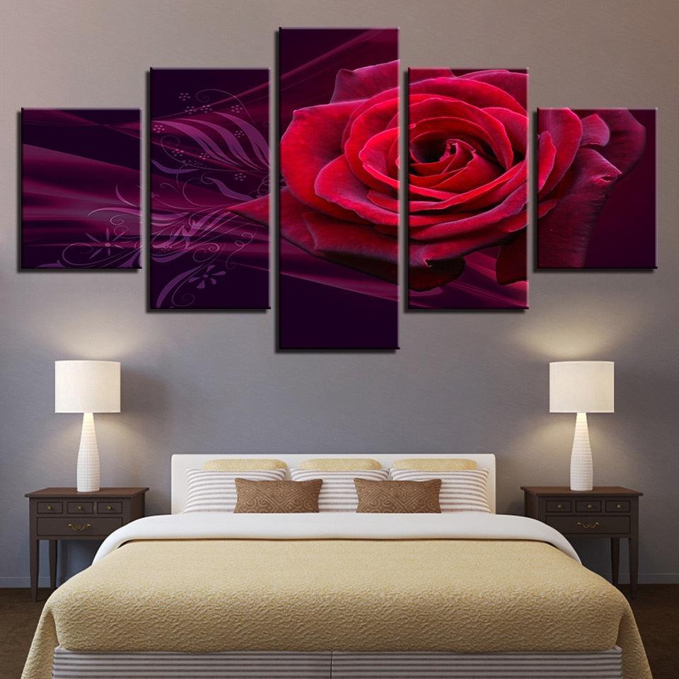 Rose 5 Piece HD Multi Panel Canvas Wall Art Frame-Original Frame