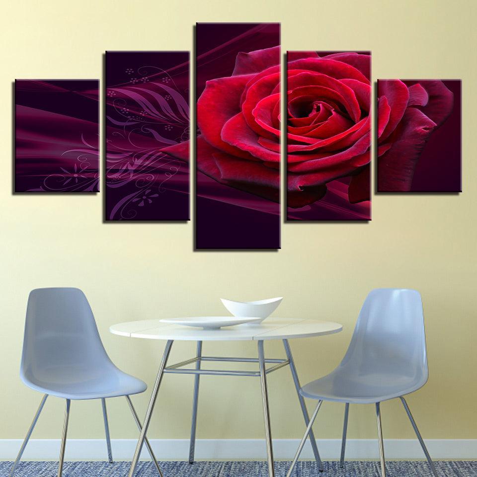 Rose 5 Piece HD Multi Panel Canvas Wall Art Frame-Original Frame