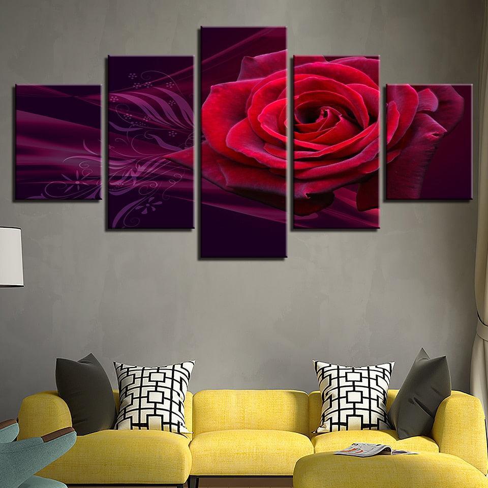 Rose 5 Piece HD Multi Panel Canvas Wall Art Frame-Original Frame