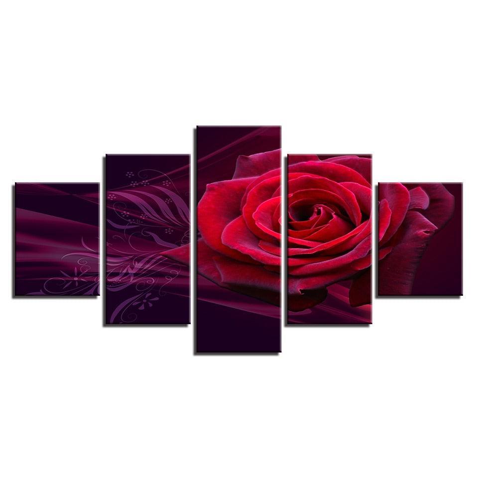 Rose 5 Piece HD Multi Panel Canvas Wall Art Frame-Original Frame