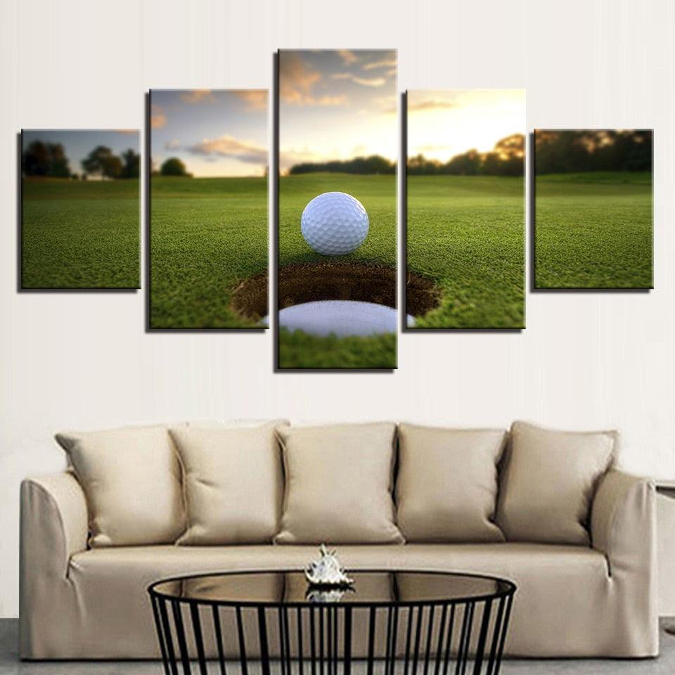 The Golf Ball Course 5 Piece HD Multi Panel Canvas Wall Art Frame-Original Frame