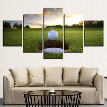 The Golf Ball Course 5 Piece HD Multi Panel Canvas Wall Art Frame-Original Frame